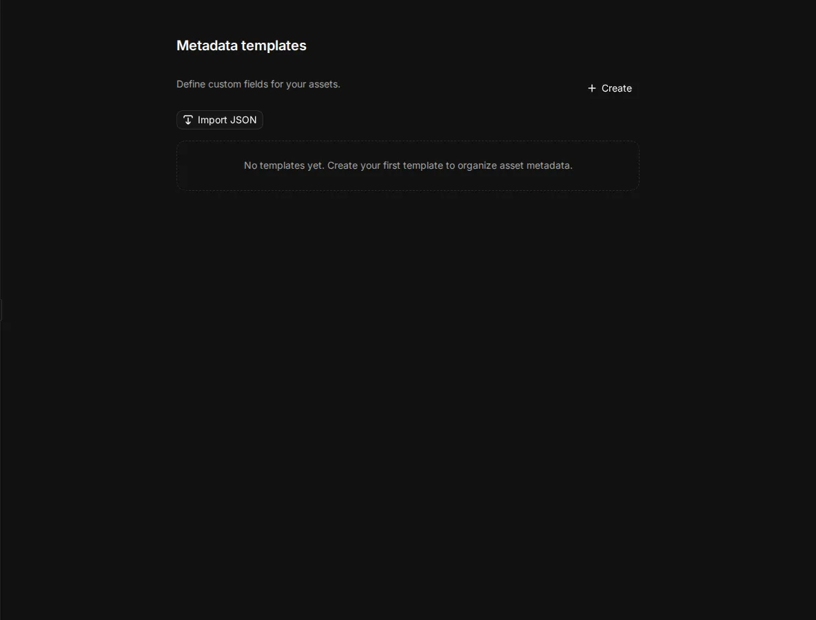 The Metadata templates page in settings