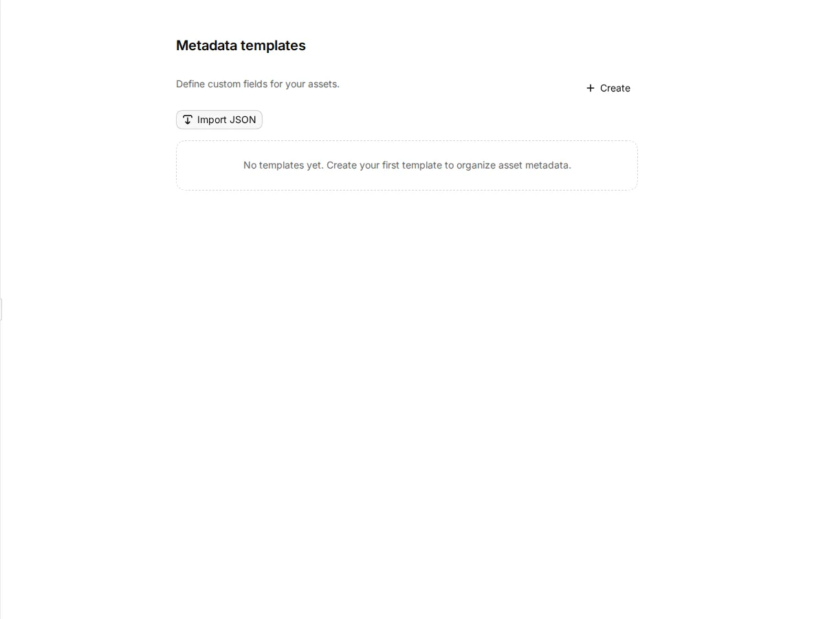 The Metadata templates page in settings