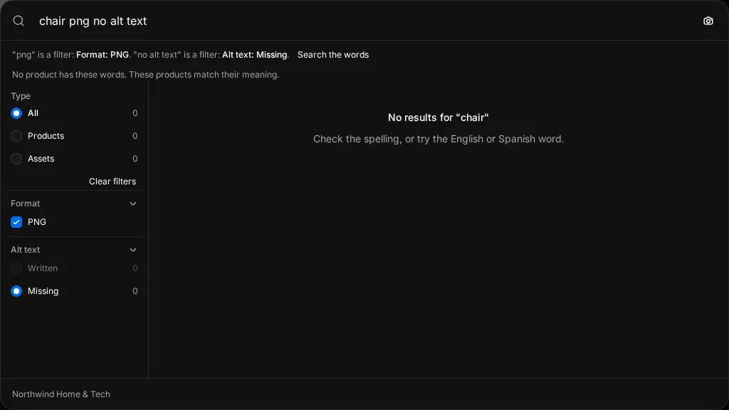 The search box with a word turned into a filter