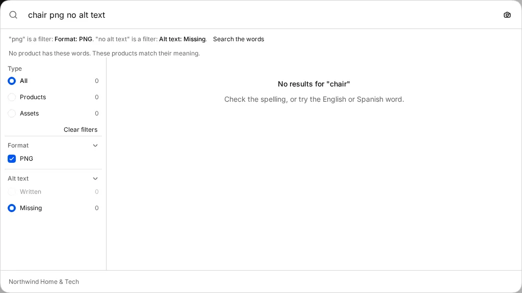 The search box with a word turned into a filter