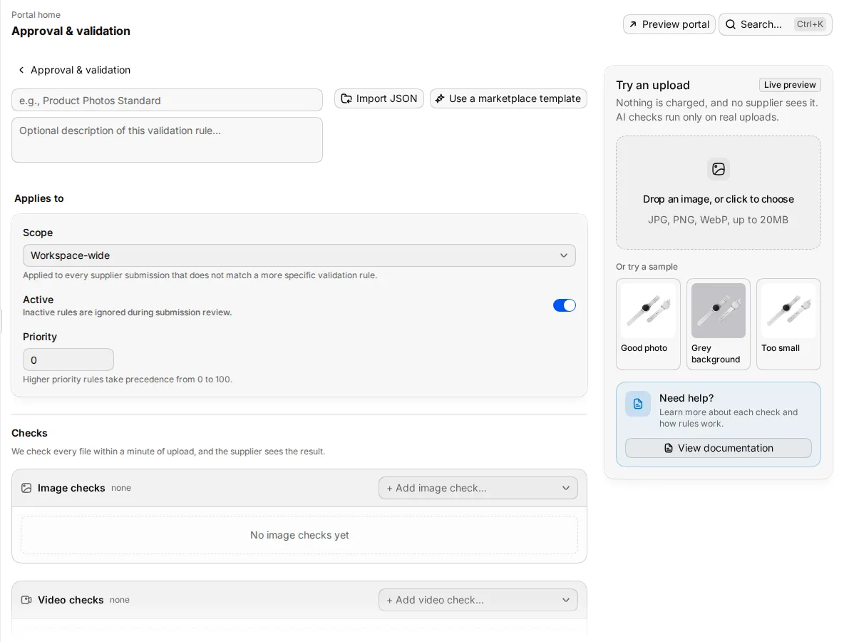A validation rule open in the editor, with its checks and the Then section