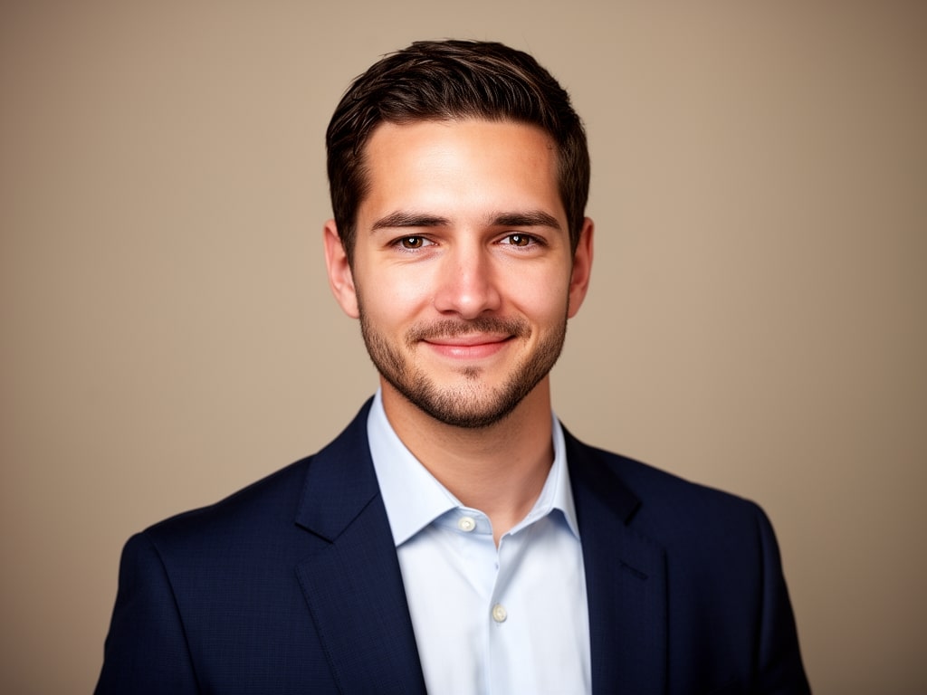 Professional headshot, studio lighting, neutral background