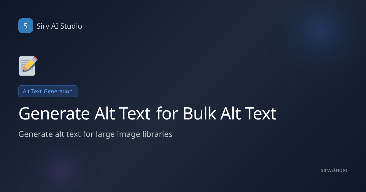 Bulk AI Alt Text for E-commerce | Scale Your Store SEO | Sirv AI Studio