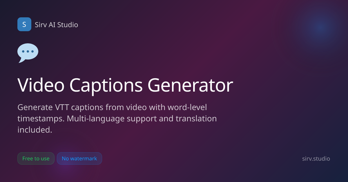 AI Video Captions Generator - VTT Subtitles with Translation | Sirv AI ...